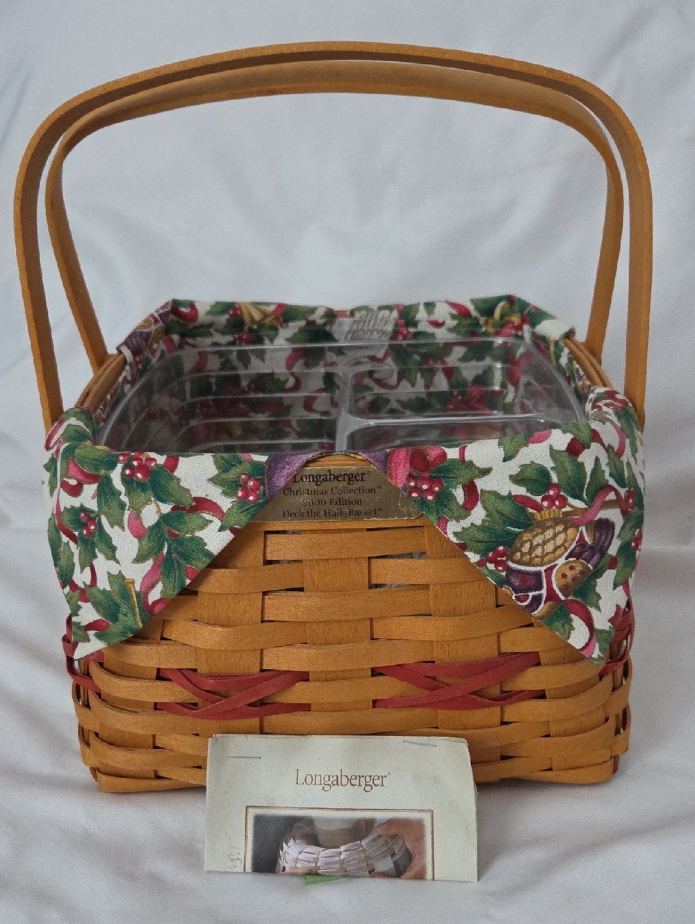 Longaberger Basket with Green and Red Holly Liner